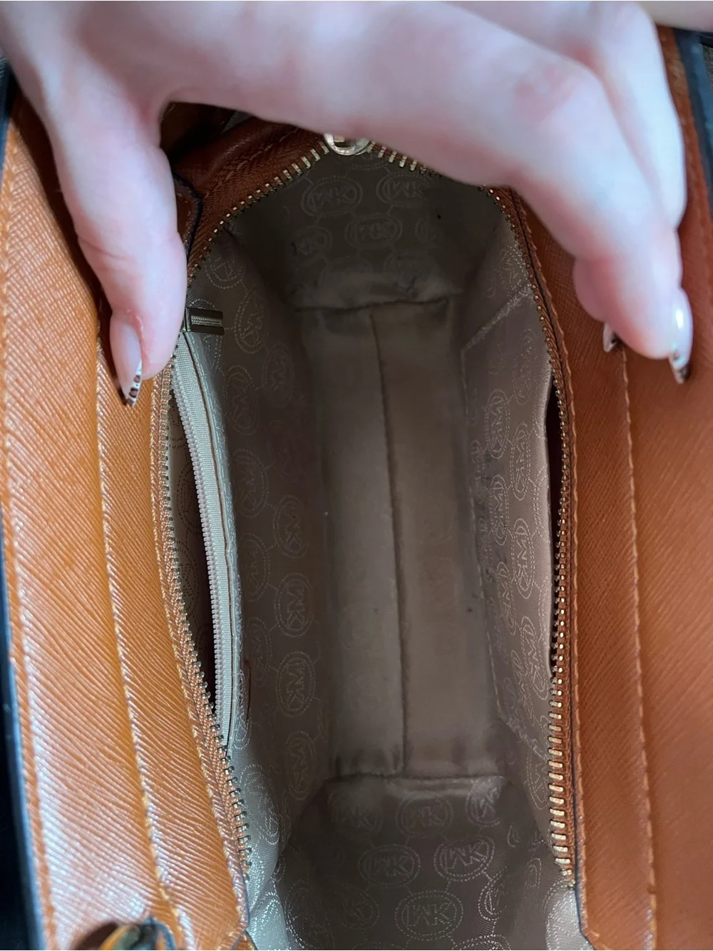 Michael Kors Cognac Saffiano Leather Crossbody Bag - Picture 4 of 5